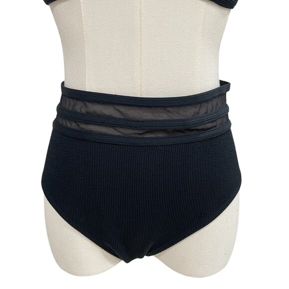 Cupshe Black Mesh Bikini Set High Waist Swimwear Cruise Chic Minimalist Resort S - Picture 9 of 10